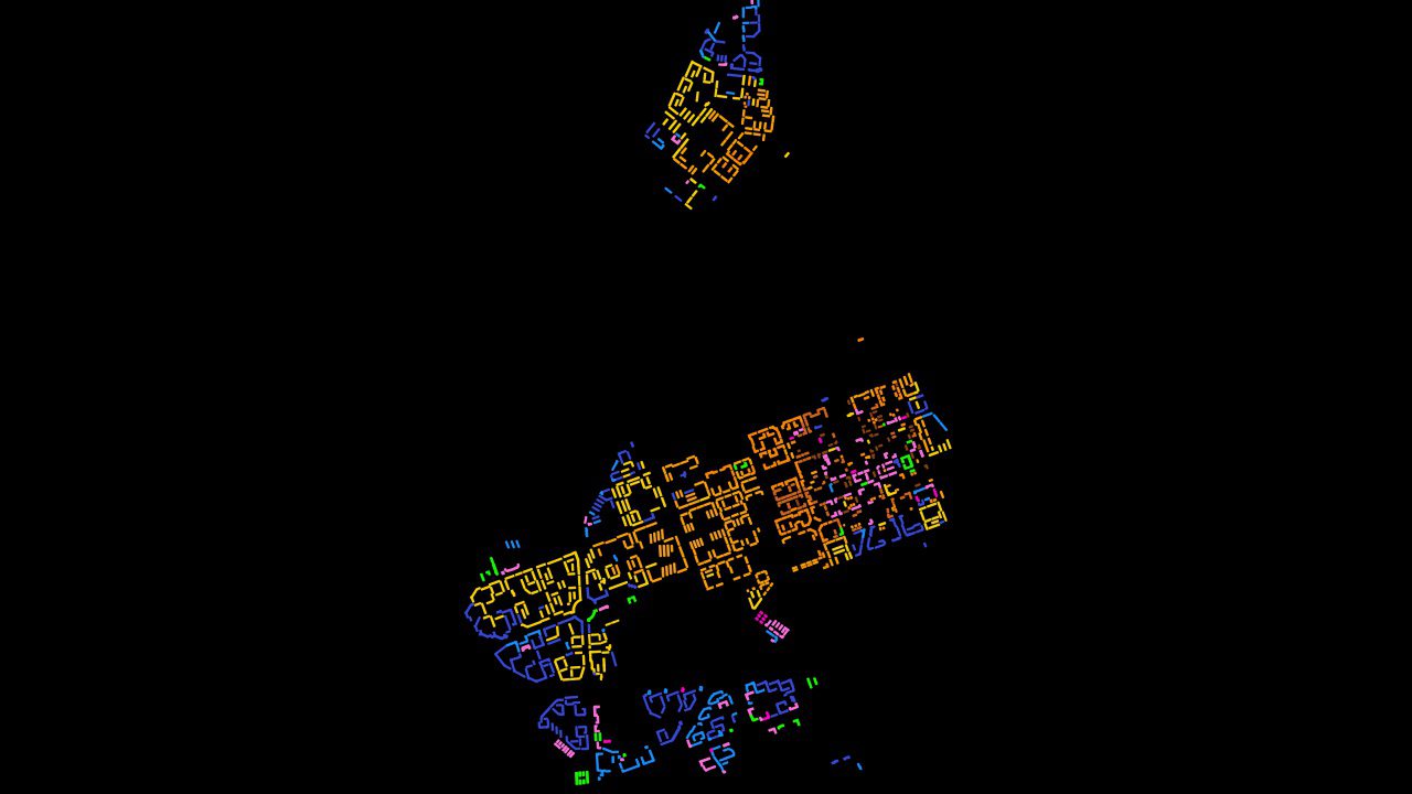 Severodvinsk residential buildings coloured by construction decade